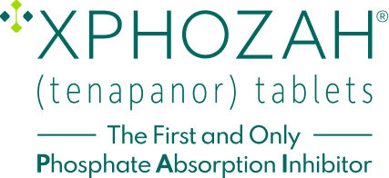 XPHOZAH® (tenapanor) tablets logo the first and only phosphate absorption inhibitor